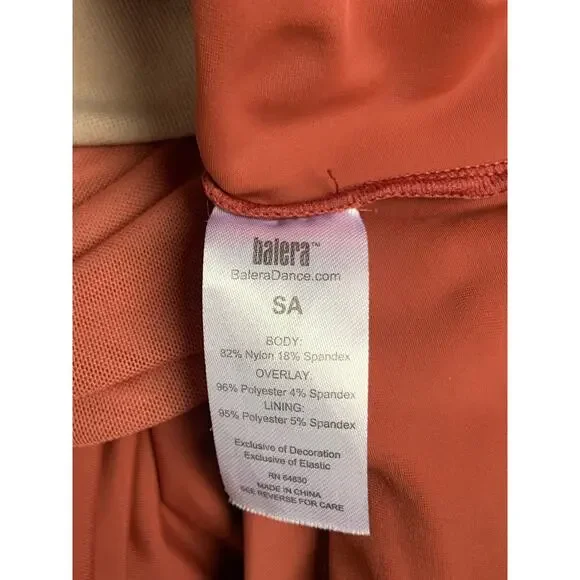 Balera Dance Orange Sheer Mini Dress with Underneath Leotard Women's SZ Small - Picture 11 of 11
